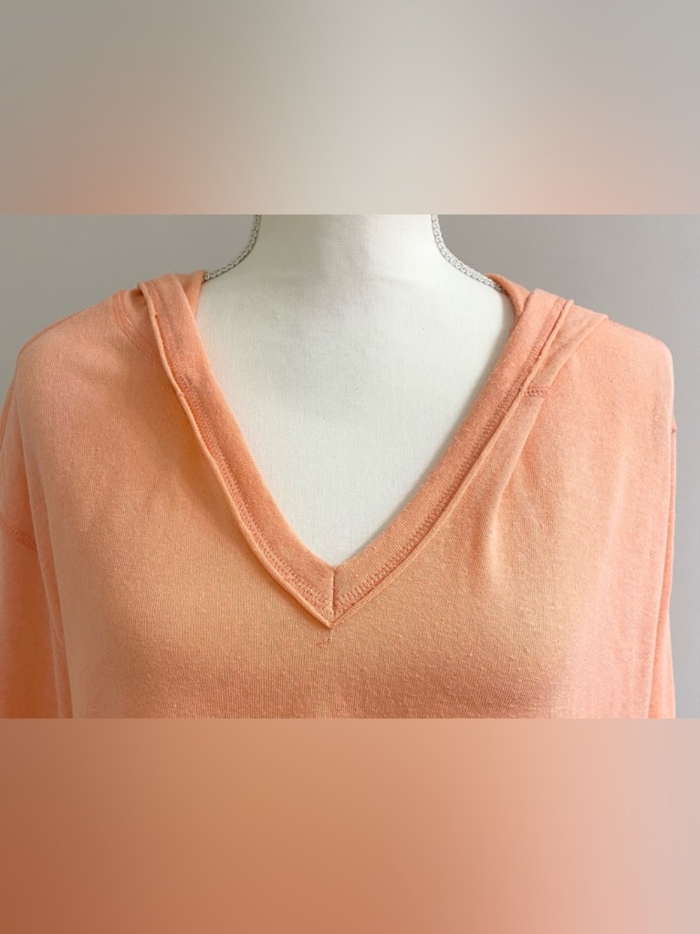 Easel Womens L Solid Orange Hooded Top Boho Summer Beach Lightweight Cottagecore - Picture 2 of 14